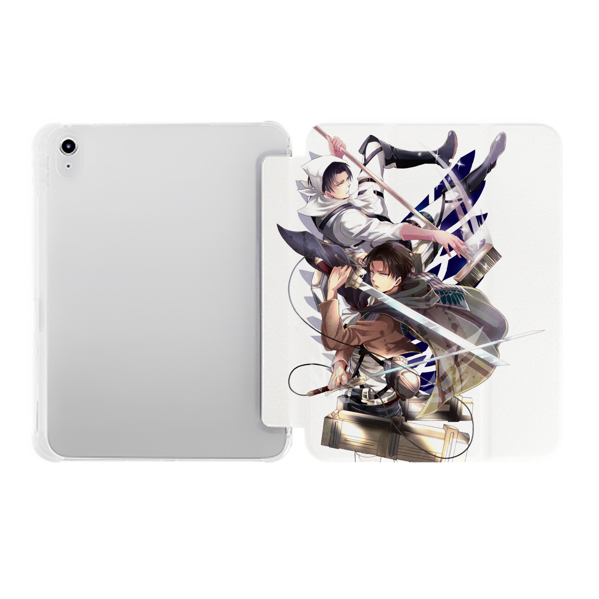 （画像用） 進撃の巨人 リヴァイ·アッカーマン Attack on Titan Levi Ackerman IPad ケース ペン収納付き 三つ折りスタンド PUレザー×シリコン 対応機種9.5/10.5/10.9インチ